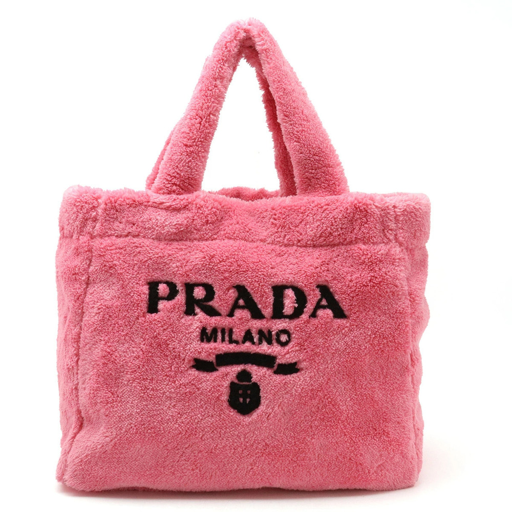 Prada SPUGNA Tote Bag Shoulder PETALO Pink NERO Black